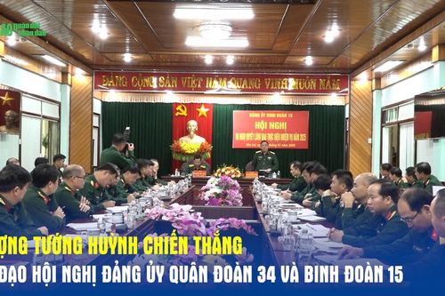 Thượng tướng Huỳnh Chiến Thắng chỉ đạo Hội nghị Đảng ủy Quân đoàn 34 và Binh đoàn 15