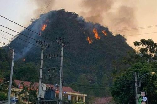 Cháy rừng núi đá tại thị trấn Văn Quan, huyện Văn Quan