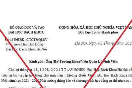 Giả mạo con dấu và chữ ký lãnh đạo Bộ GD&ĐT lừa đảo học bổng Đại học Bách khoa