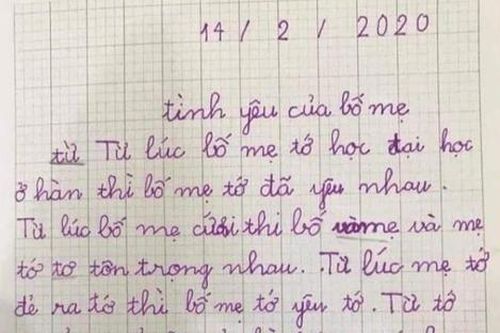 Bài văn tả 'tình yêu của bố mẹ' khiến dân mạng cười lăn, còn phụ huynh rơi vào trầm tư