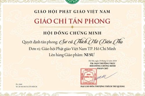 Danh sách 380 vị được tấn phong lên hàng giáo phẩm Ni sư năm 2024