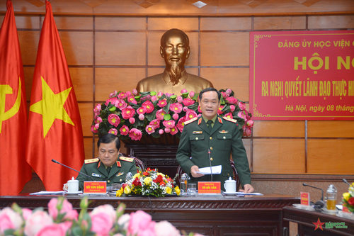 Thượng tướng Vũ Hải Sản dự, chỉ đạo Hội nghị Đảng ủy Học viện Quốc phòng