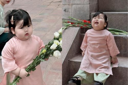 Chụp ảnh áo dài với mỡ bụng ''phè phỡn', em bé đốn tim netizen