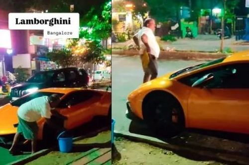 Siêu xe Lamborghini được làm sạch bằng xô nước và giẻ lau