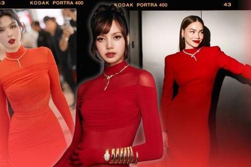 Hồ Ngọc Hà, Ngọc Trinh diện đồ gam đỏ, đeo trang sức tiền tỉ giống Lisa BLACKPINK