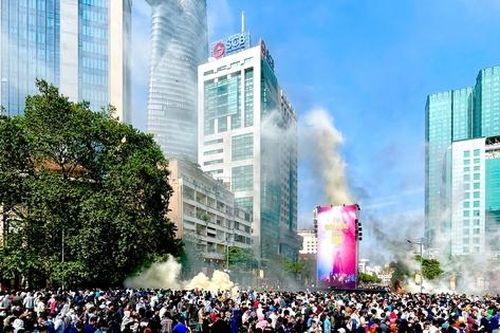 TPHCM: Diễn tập ứng phó sự cố cháy nổ quy mô lớn tại phố đi bộ Nguyễn Huệ