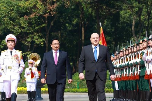 Lễ đón Thủ tướng Liên bang Nga Mikhail Mishustin thăm chính thức Việt Nam