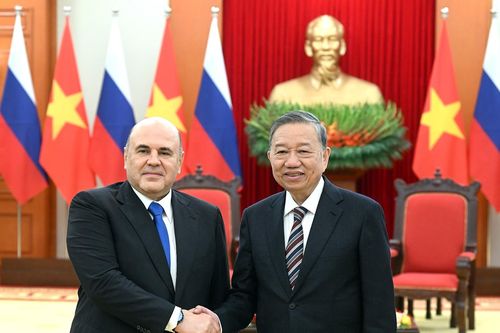 Tổng Bí thư Tô Lâm và Chủ tịch Quốc hội Trần Thanh Mẫn gặp Thủ tướng Nga