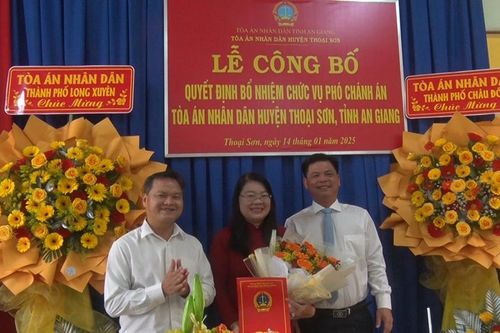 Bà Nguyễn Thùy Giang giữ chức Phó Chánh án Tòa án nhân dân huyện Thoại Sơn