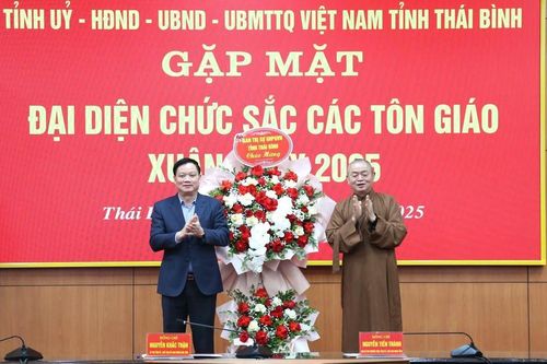 Thái Bình: Lãnh đạo tỉnh gặp mặt đại biểu chức sắc các tôn giáo mừng Tết Ất Tỵ - năm 2025