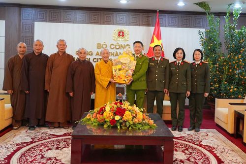 Trung ương Giáo hội Phật giáo Việt Nam chúc Tết Công an Hà Nội