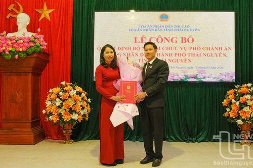 Bổ nhiệm Phó Chánh án Tòa án nhân dân TP. Thái Nguyên