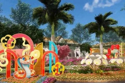 Ngắm trước Khu hoa xuân Côn Đảo được tạo từ 33.000 giỏ hoa tươi