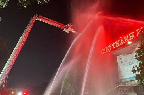 Diễn tập phòng cháy, cứu nạn tại chợ lớn nhất Hà Tĩnh