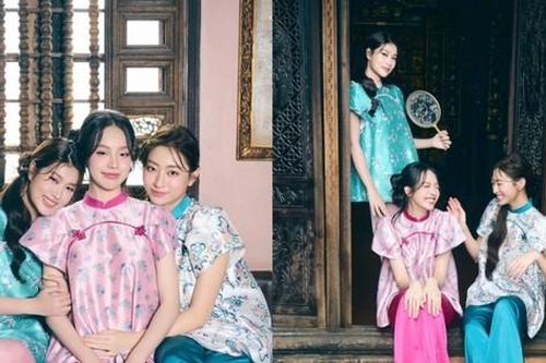 Hoa hậu Thanh Thủy, Lương Thùy Linh, Thiên Ân khoe bộ ảnh đón Tết độc đáo