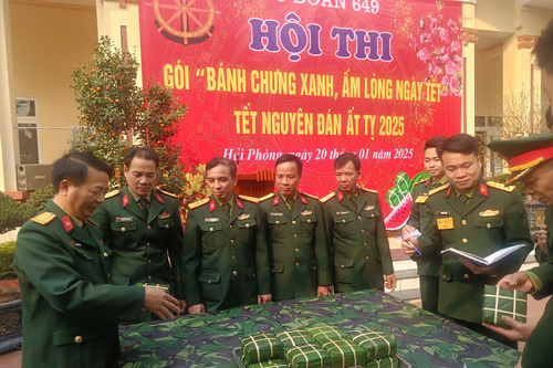 Lữ đoàn 649 tổ chức Hội thi 'Gói bánh chưng xanh, ấm lòng ngày Tết'