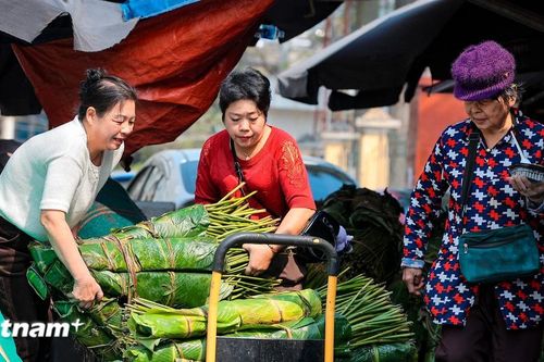 Chợ lá dong lâu đời nhất Hà Nội nhộn nhịp những ngày giáp Tết Nguyên đán