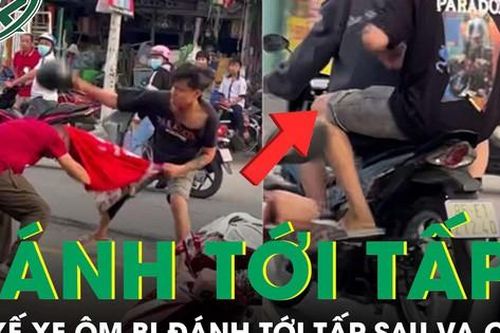 Chỉ va chạm nhẹ, thanh niên dùng mũ bảo hiểm đánh tới tấp tài xế xe ôm công nghệ