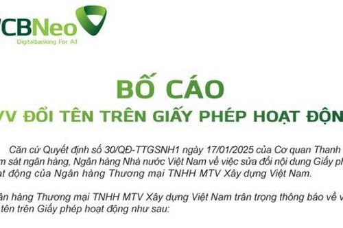 CBBank khoác 'áo mới' nhà Vietcombank trở thành: VCBNeo