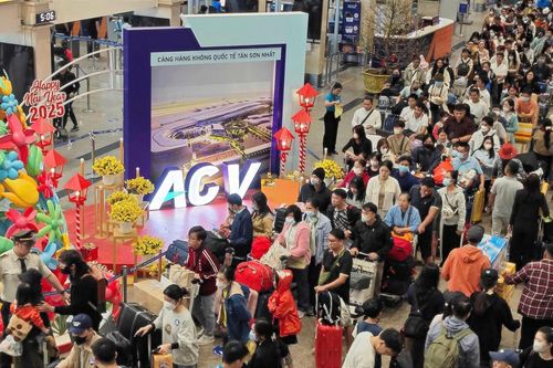 'Biển người' đổ về Tân Sơn Nhất xếp hàng chờ bay lúc mờ sáng