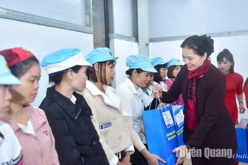 Đồng chí Bí thư Tỉnh ủy Hà Thị Nga thăm, động viên, chúc Tết công nhân, người lao động