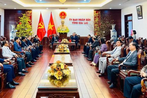 Đoàn đại biểu cấp cao tỉnh Champasak thăm, chúc Tết Ủy ban nhân dân tỉnh Gia Lai