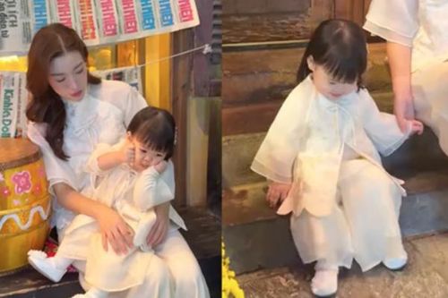 Con gái Hoa hậu Đỗ Mỹ Linh xinh xắn đi chơi ngày giáp Tết