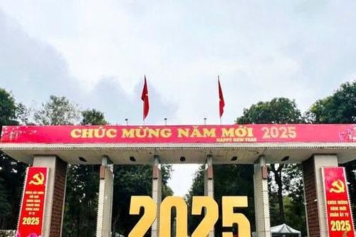 Hoa Tết được trang trí tạo điểm nhấn trên nhiều tuyến phố Hà Nội