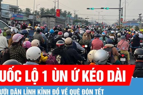 Người dân lỉnh kỉnh đồ về quê đón tết, Quốc lộ 1 ùn ứ kéo dài