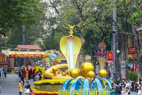 Bình Dương: Người dân hào hứng 'check-in' cùng linh vật 'vua rắn'