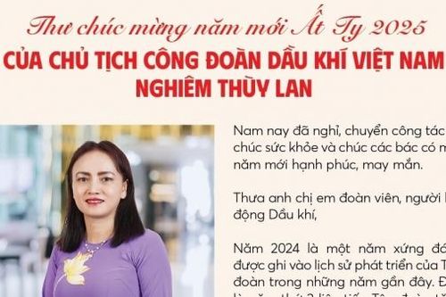 Thư chúc mừng năm mới Ất Tỵ 2025 của Chủ tịch Công đoàn Dầu khí Việt Nam