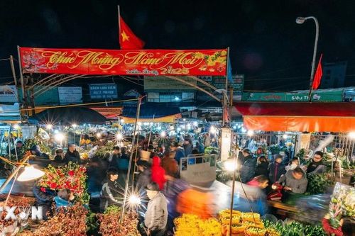 Khung cảnh tấp nập tại chợ hoa đêm lớn nhất Hà Nội