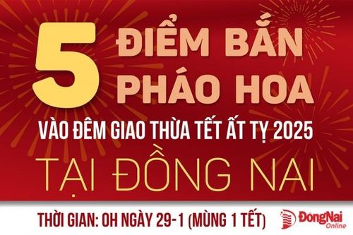 [Infographic] Đồng Nai tổ chức bắn pháo hoa đêm giao thừa tại những địa điểm nào?
