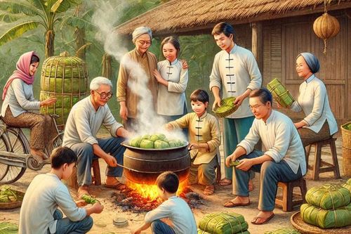 Nhìn và Cảm nhận: Nồi bánh chưng đêm Giao thừa