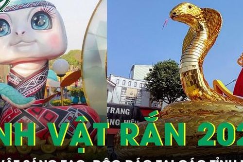 Bất ngờ với những linh vật rắn độc lạ khắp các tỉnh, thành Xuân Ất Tỵ 2025