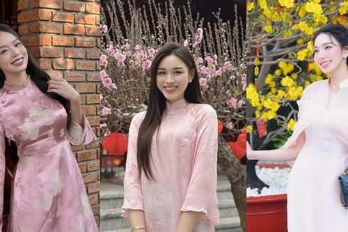 Không hẹn mà gặp, Thanh Thủy và Đỗ Thị Hà đều chọn màu sắc này cho năm mới