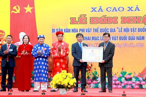 Lễ đón nhận Di sản văn hóa phi vật thể Quốc gia 'Lễ hội vật đuổi giải Đình Vĩnh Mộ'