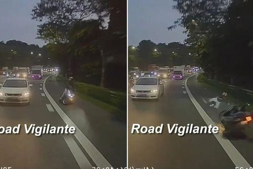Clip: Gặp 'chướng ngại vật', người đi xe máy bị ngã văng ra khỏi xe