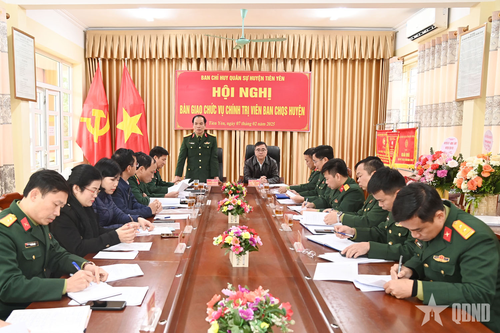 Bàn giao chức vụ Chính trị viên Ban CHQS huyện Tiên Yên (Bộ CHQS tỉnh Quảng Ninh)