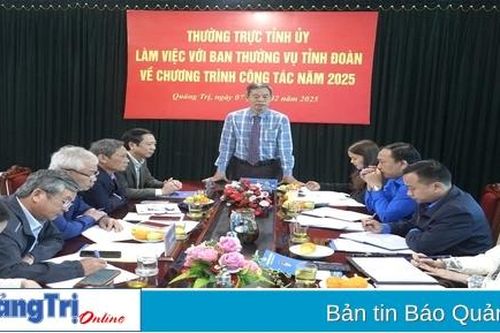 Thường trực Tỉnh ủy Quảng Trị làm việc với Ban Thường vụ Tỉnh đoàn