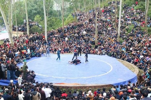 Sới vật núi Đụn lôi cuốn hàng nghìn người tham gia, cổ vũ