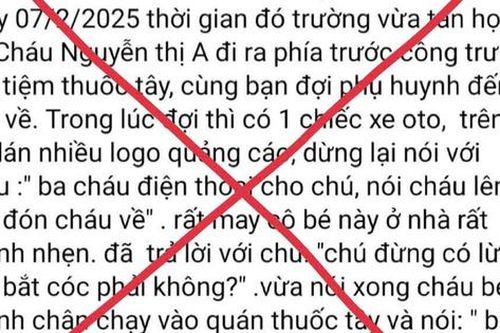 Bác thông tin học sinh lớp 4 bị dàn cảnh để bắt cóc khi tan học