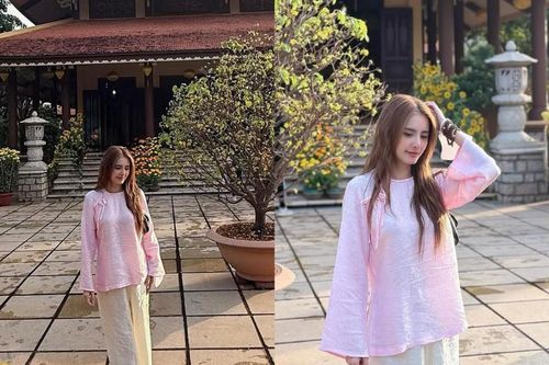 Em gái Công Vinh lên đồ đi chùa nền nã vẫn hút ánh nhìn