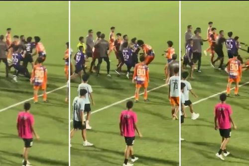 Clip: Cầu thủ U-21 tung cú đấm 'búa tạ' khiến đối thủ đổ gục xuống sân