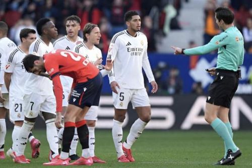 Bellingham nhận thẻ đỏ, Real Madrid chia điểm đáng tiếc trước Osasuna