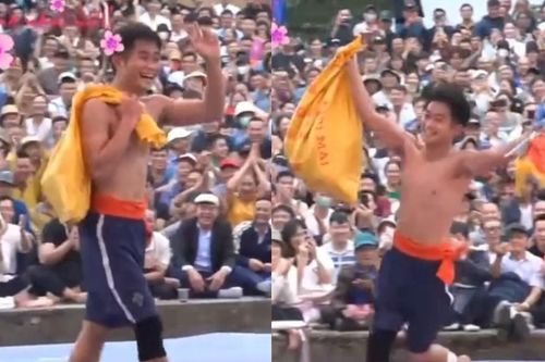 Đô vật Việt Nam gây sốt khi mang bao tải ra nhận tiền thưởng, chạy quanh sàn đấu để cám ơn khán giả