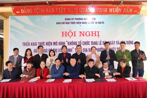 Quyết Tiến triển khai mô hình điểm 'Không tổ chức tang lễ dài ngày và xây dựng nếp sống đô thị văn minh'