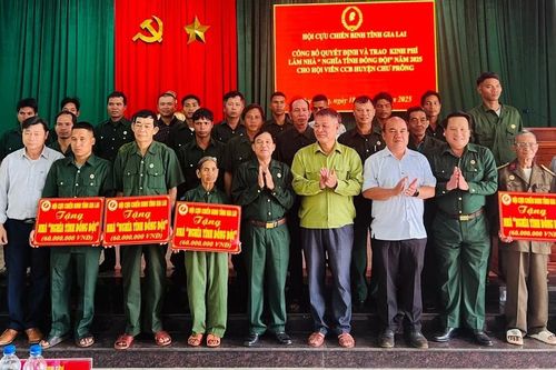 Hội Cựu chiến binh tỉnh Gia Lai trao kinh phí xây 26 nhà 'Nghĩa tình đồng đội' cho hội viên ở huyện Chư Prông