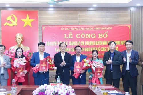 Sau sắp xếp, UBND huyện Hưng Nguyên giảm 2 phòng chuyên môn