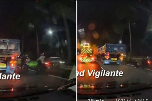 Clip: Xe tải chuyển làn ẩu, ép 2 xe máy vào lề đường cao tốc khiến 3 người bị thương